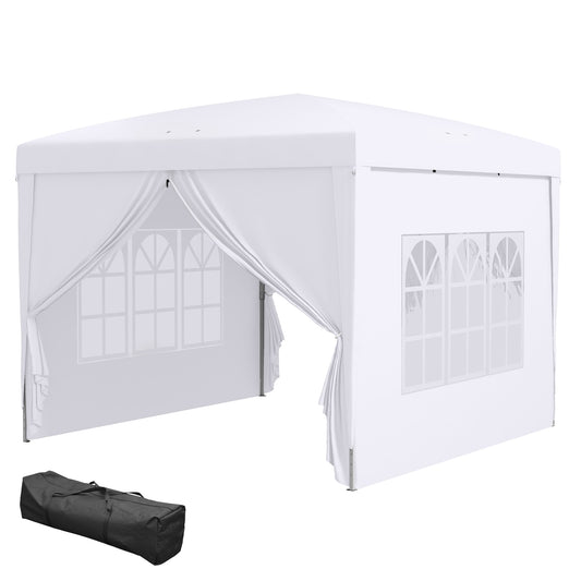 3x3m white gazebo with side walls and UV protection