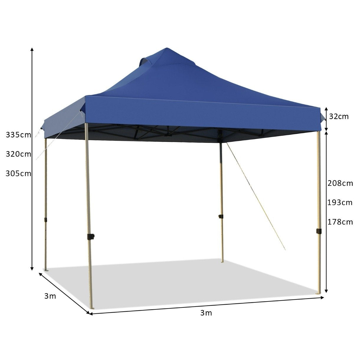 3 x 3 m pavilion folding pavilion waterproof stable winter party tent with carry bag on wheels blue