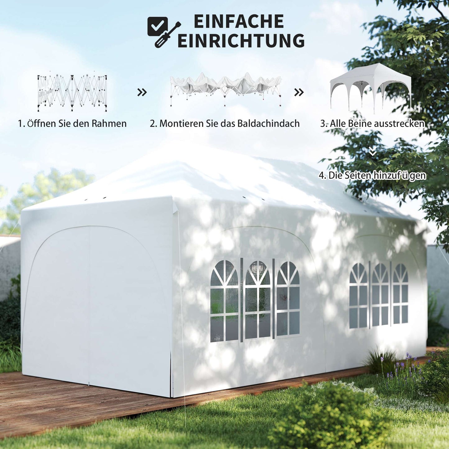 3x6m Pop-Up Pavilion with Sides, Adjustable Roof, Bag