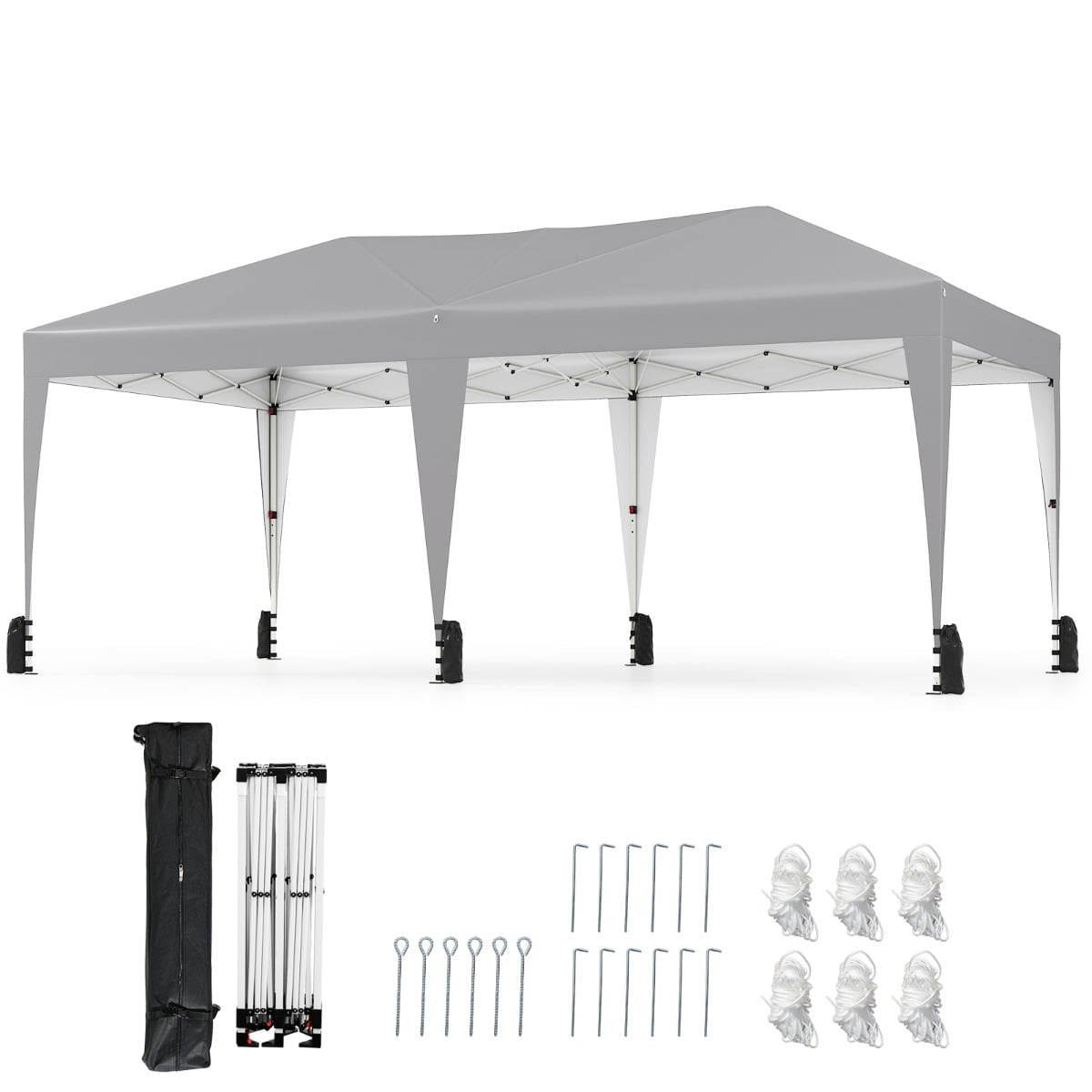 3 x 6 m Pop-Up Pavilion with UV Protection, Grey
