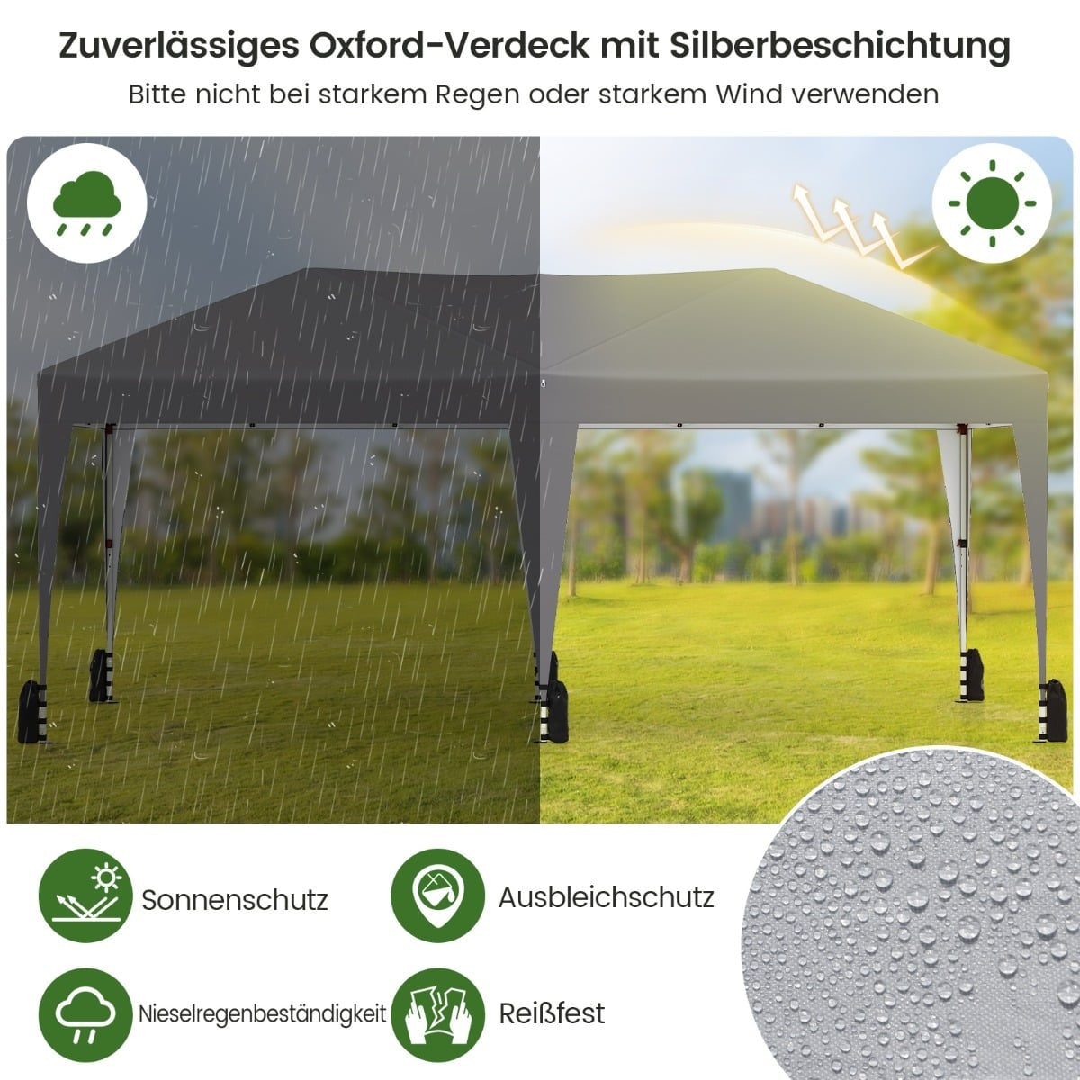 3 x 6 m Pop-Up Pavilion with UV Protection, Grey