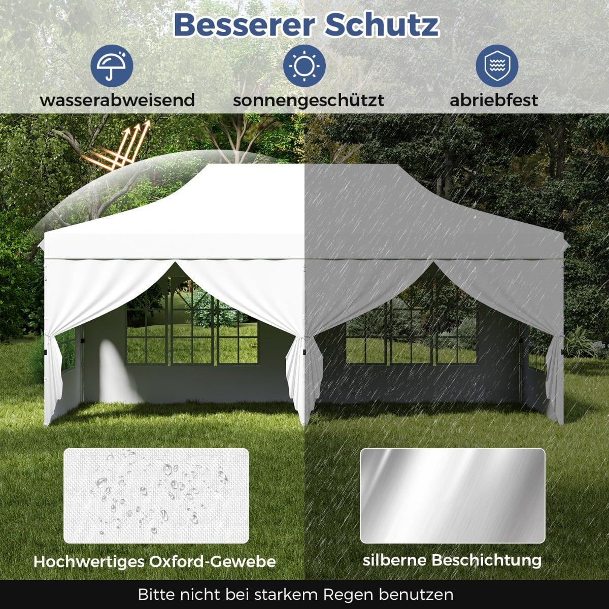 3x6m White Pop-Up Canopy Tent with Removable Walls