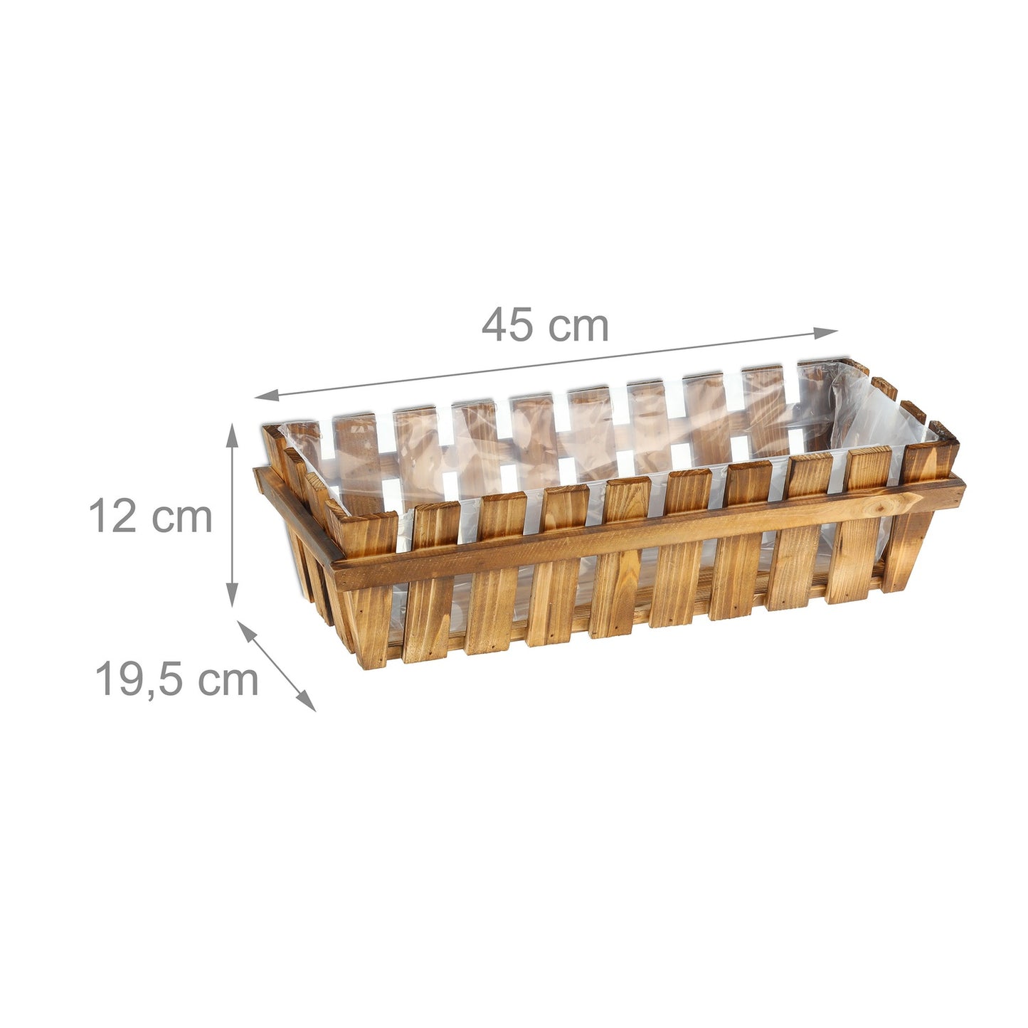 3x Flower Boxes in Wooden Fence Look