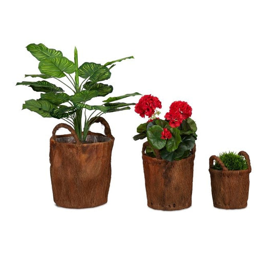 3x Flower Pots made of Coconut Leaves