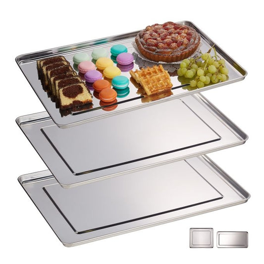 3x Steel Serving Trays