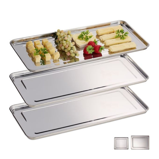 3x Steel Serving Trays