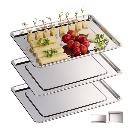 3x Steel Serving Trays