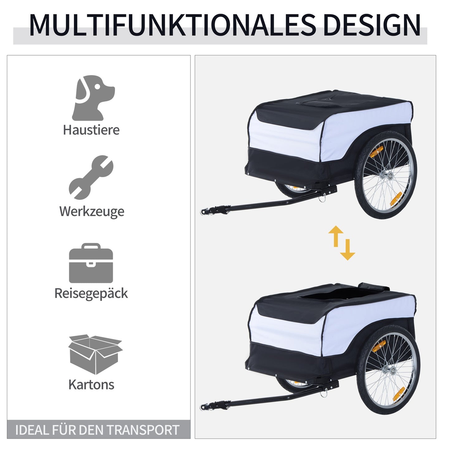 Handcart, 40 kg capacity, steel frame, 140x77x65 cm