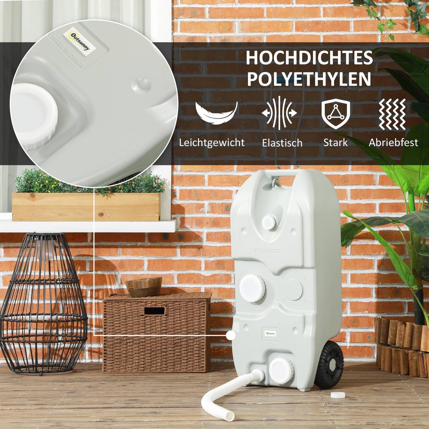40 L Portable waste water tank with handle and faucet