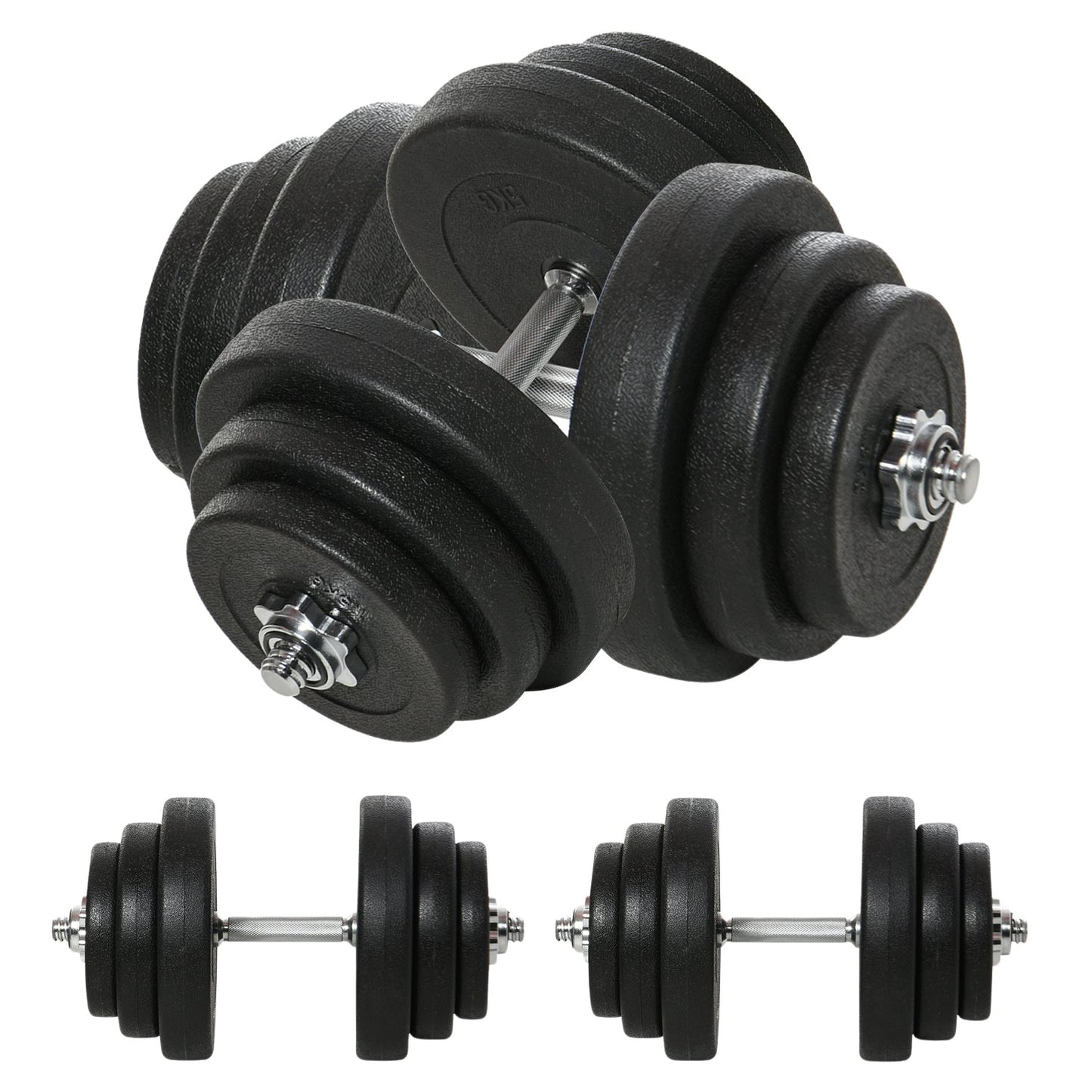 40 kg floor-friendly dumbbell set, steel - strength training
