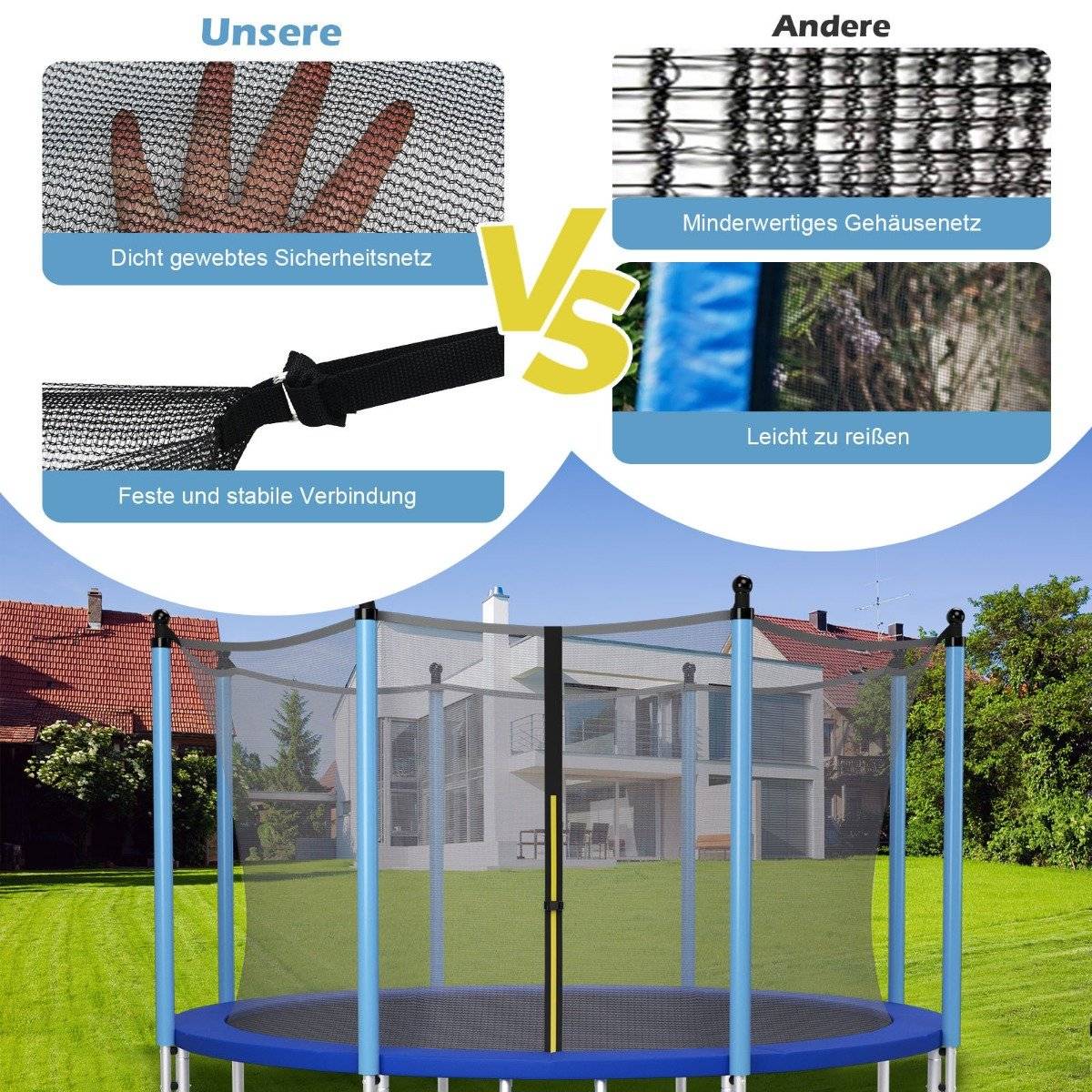 Ø427 cm trampoline safety net for garden trampolines replacement net inside black