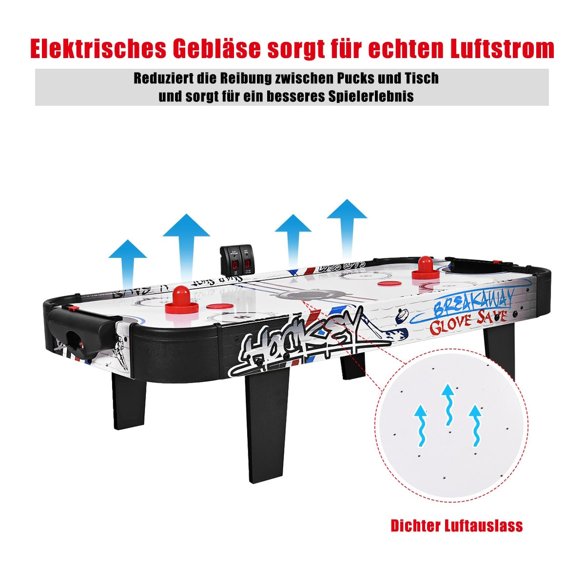 42-Inch Mini Air Hockey Table with LED Scoreboard