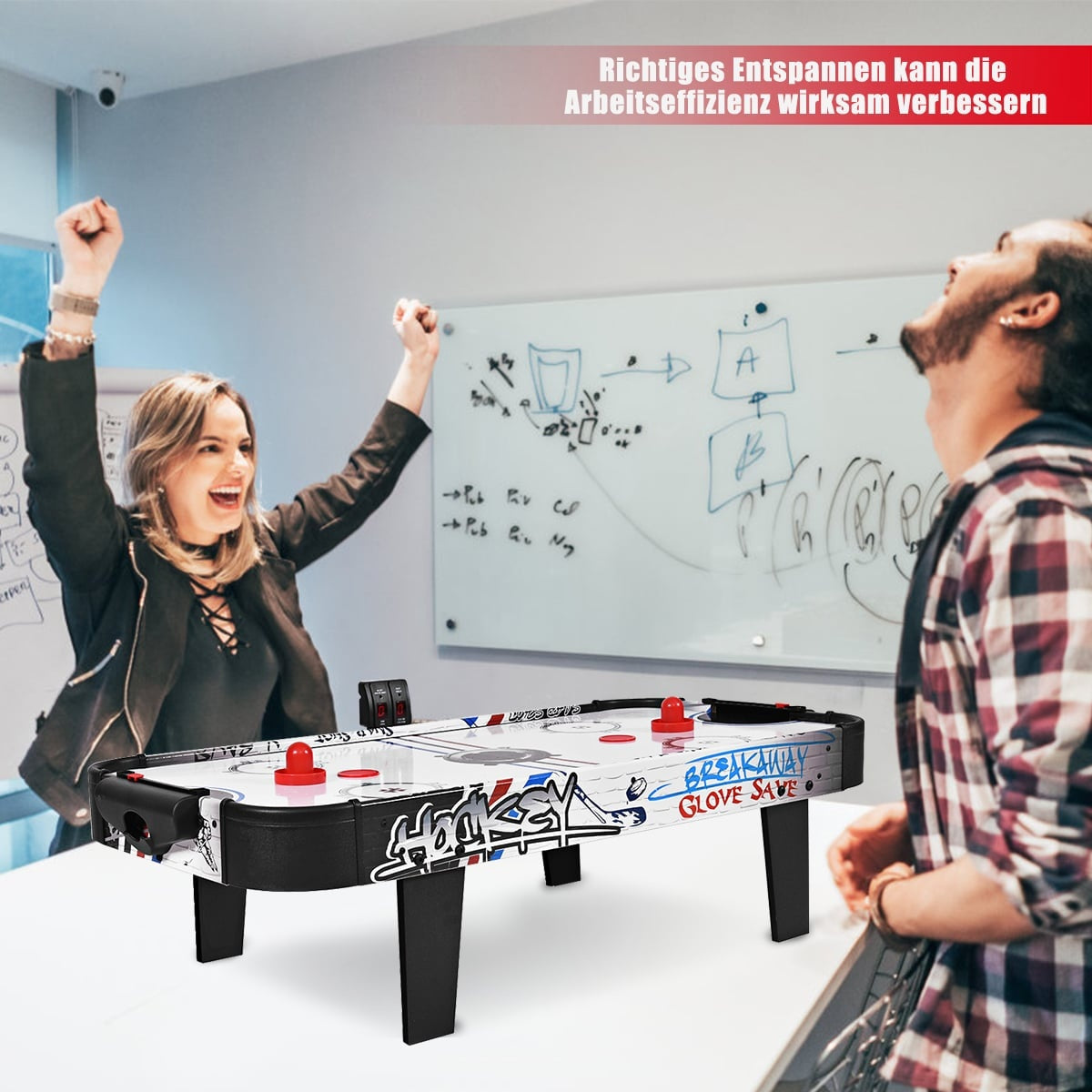 42-Inch Mini Air Hockey Table with LED Scoreboard