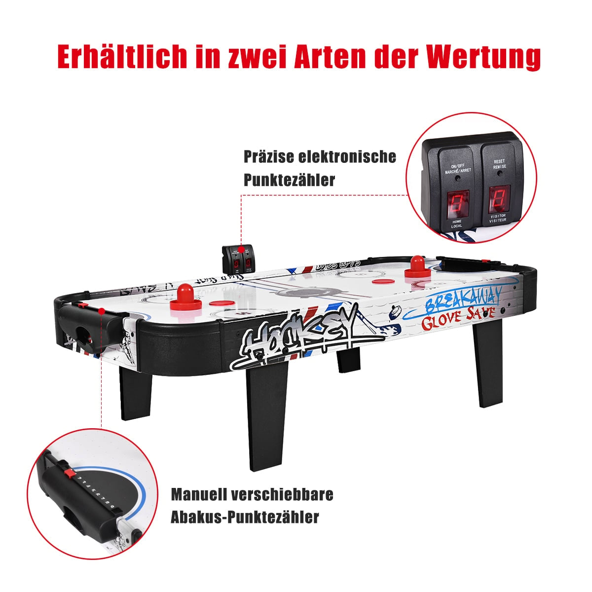 42-Inch Mini Air Hockey Table with LED Scoreboard