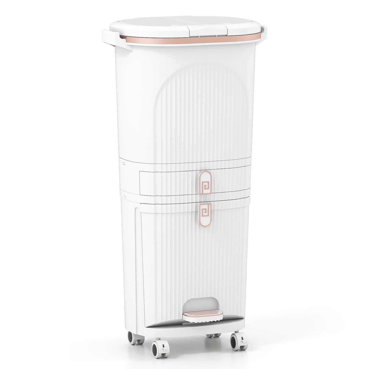 42L Kitchen Trash Can with Lid – 3-Tier Sorter, White