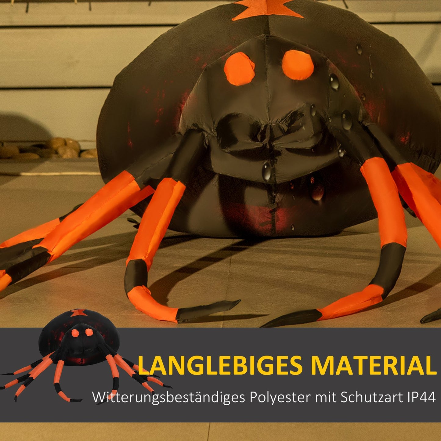 Large 43 Cm inflatable spider with LED lights for Halloween