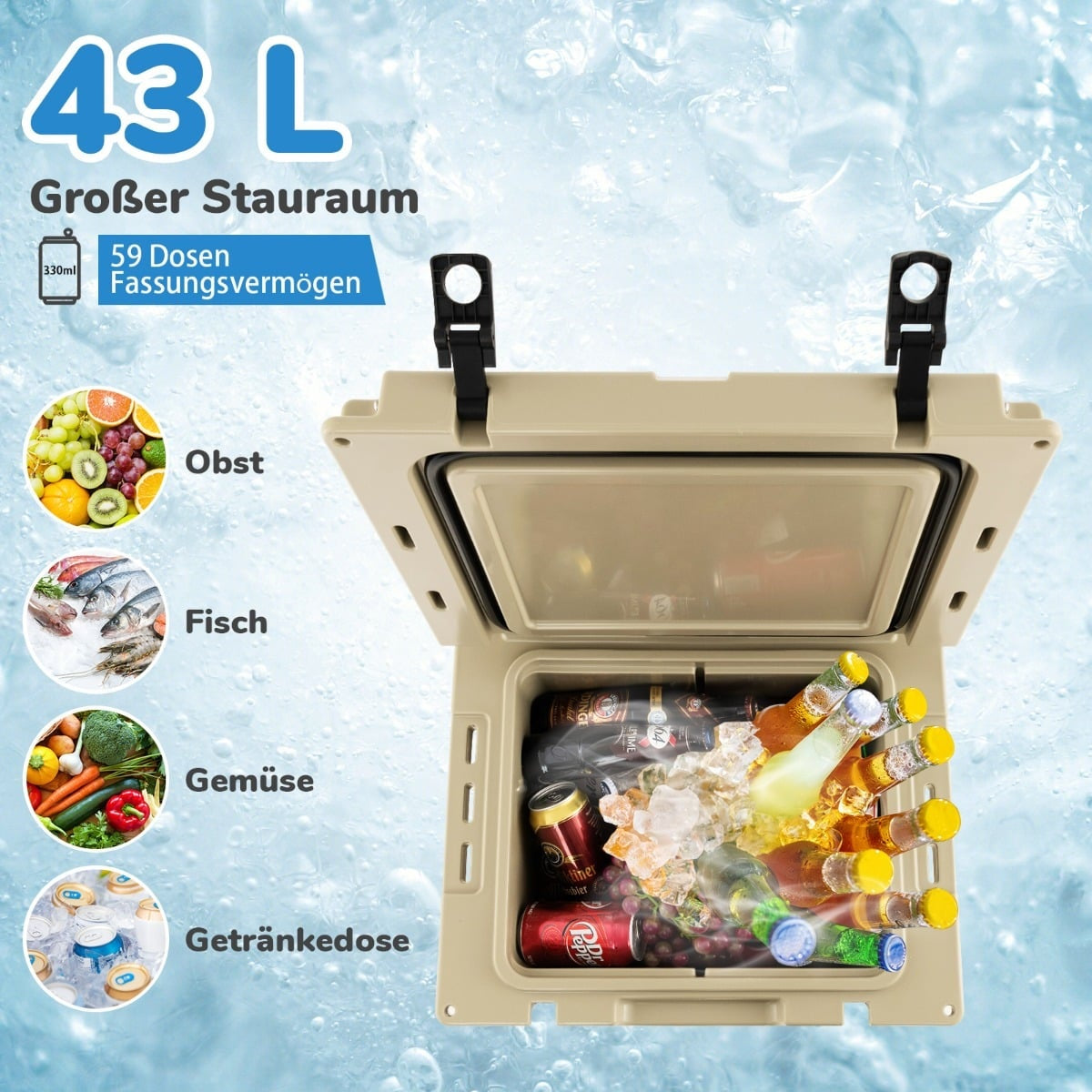 43L Rolling Cooler with Bottle Opener & Telescopic Handle