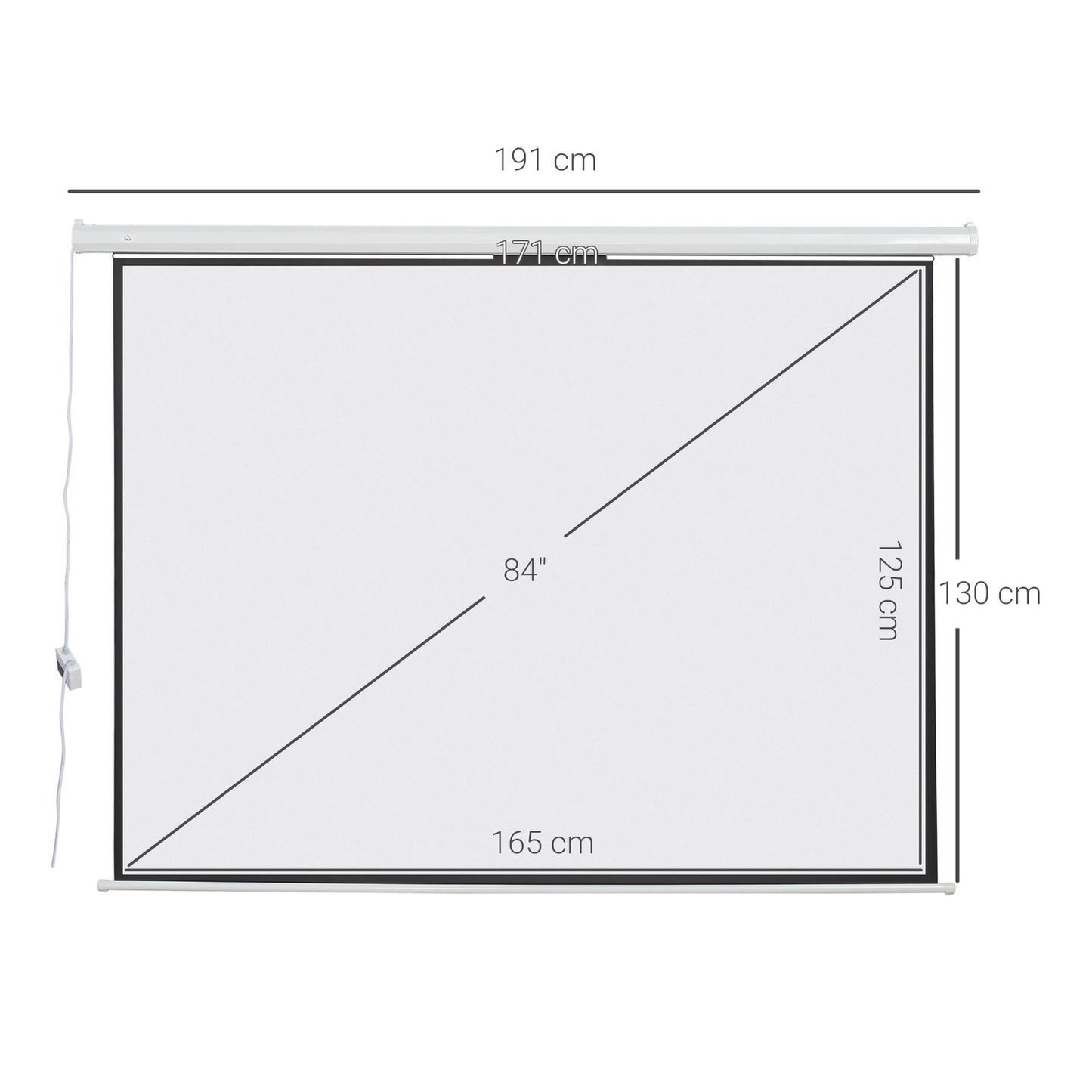 Electric projector screen 4:3, 171x130 cm with remote control