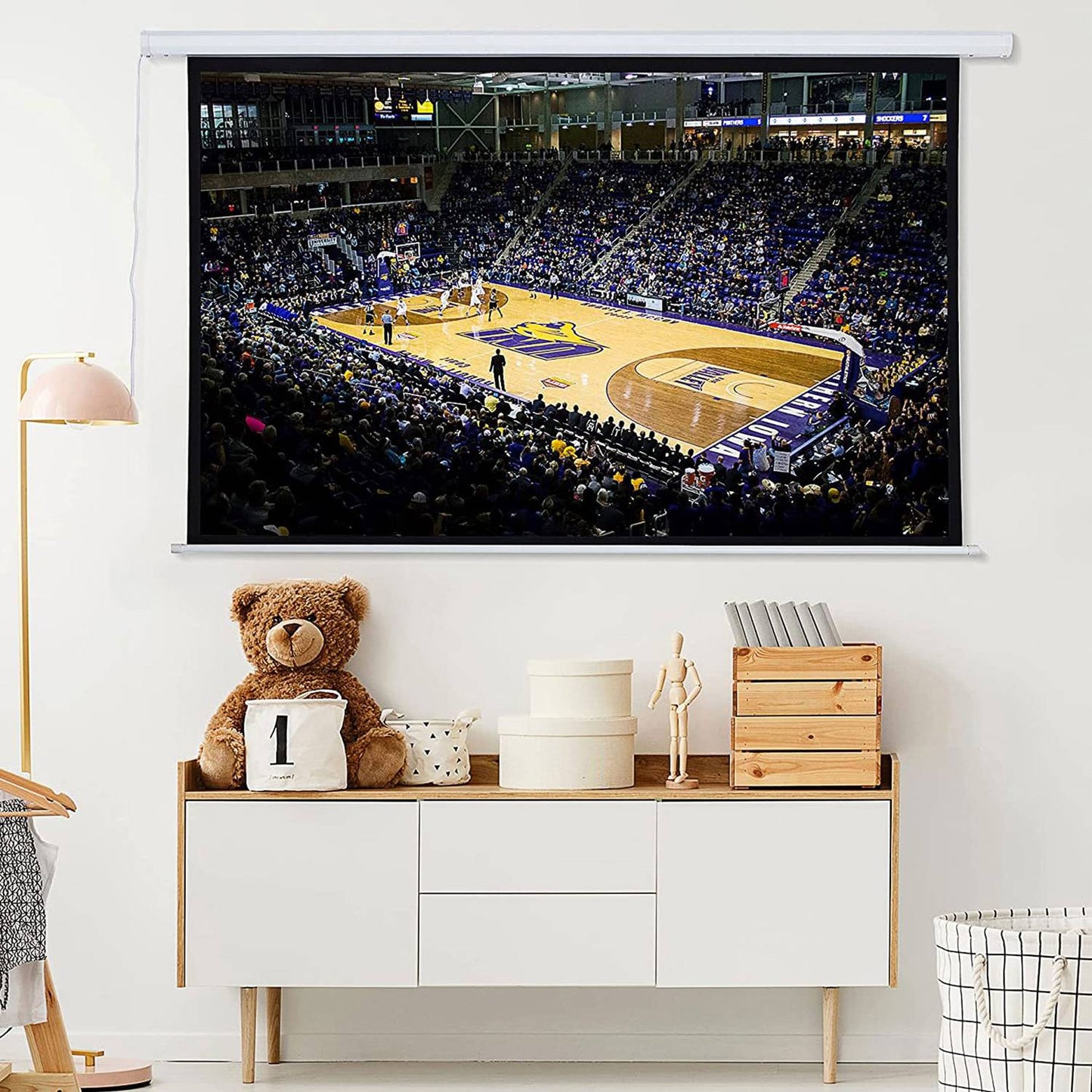 Electric projector screen 4:3, 171x130 cm with remote control