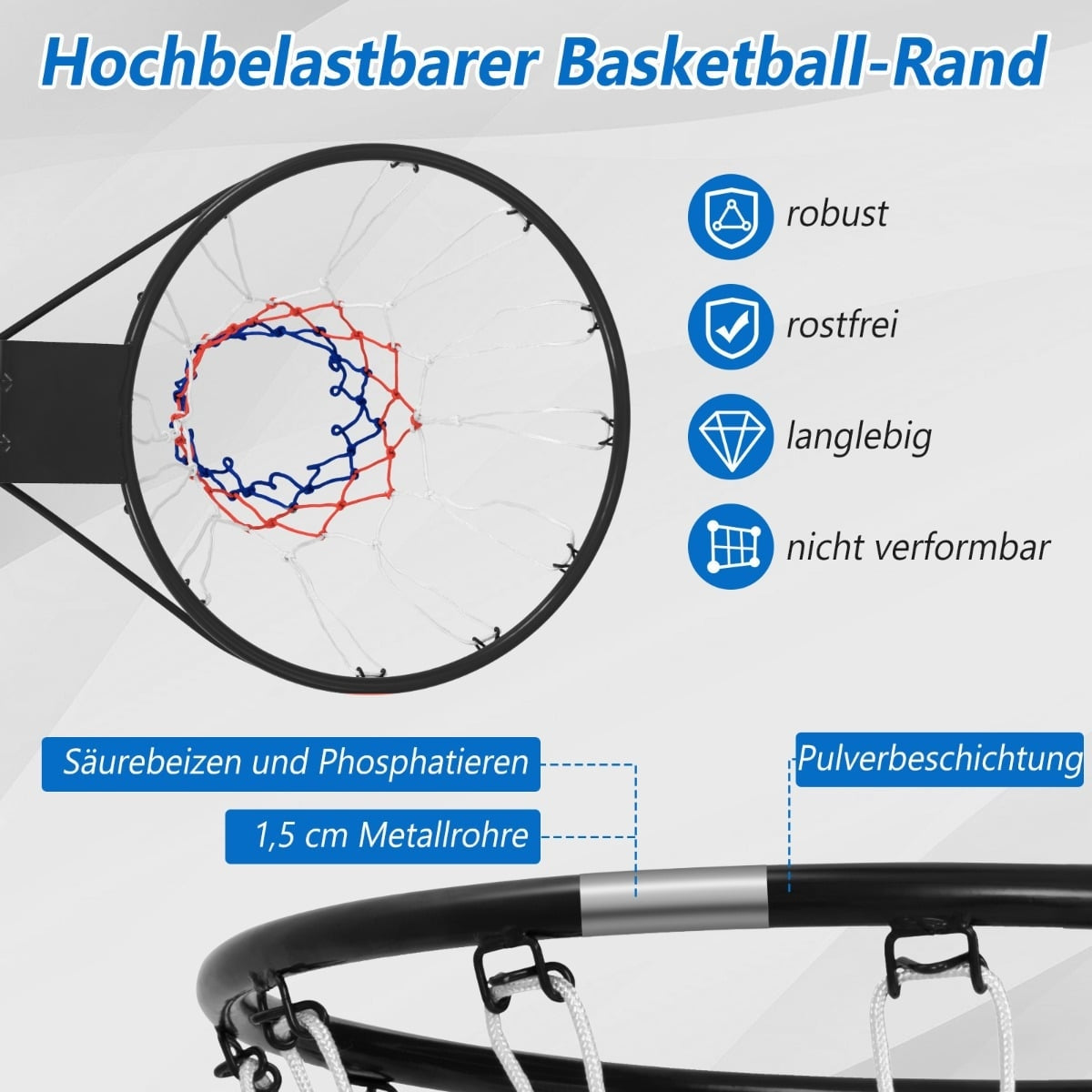 45cm Indoor Basketball Hoop with Net for Door & Wall
