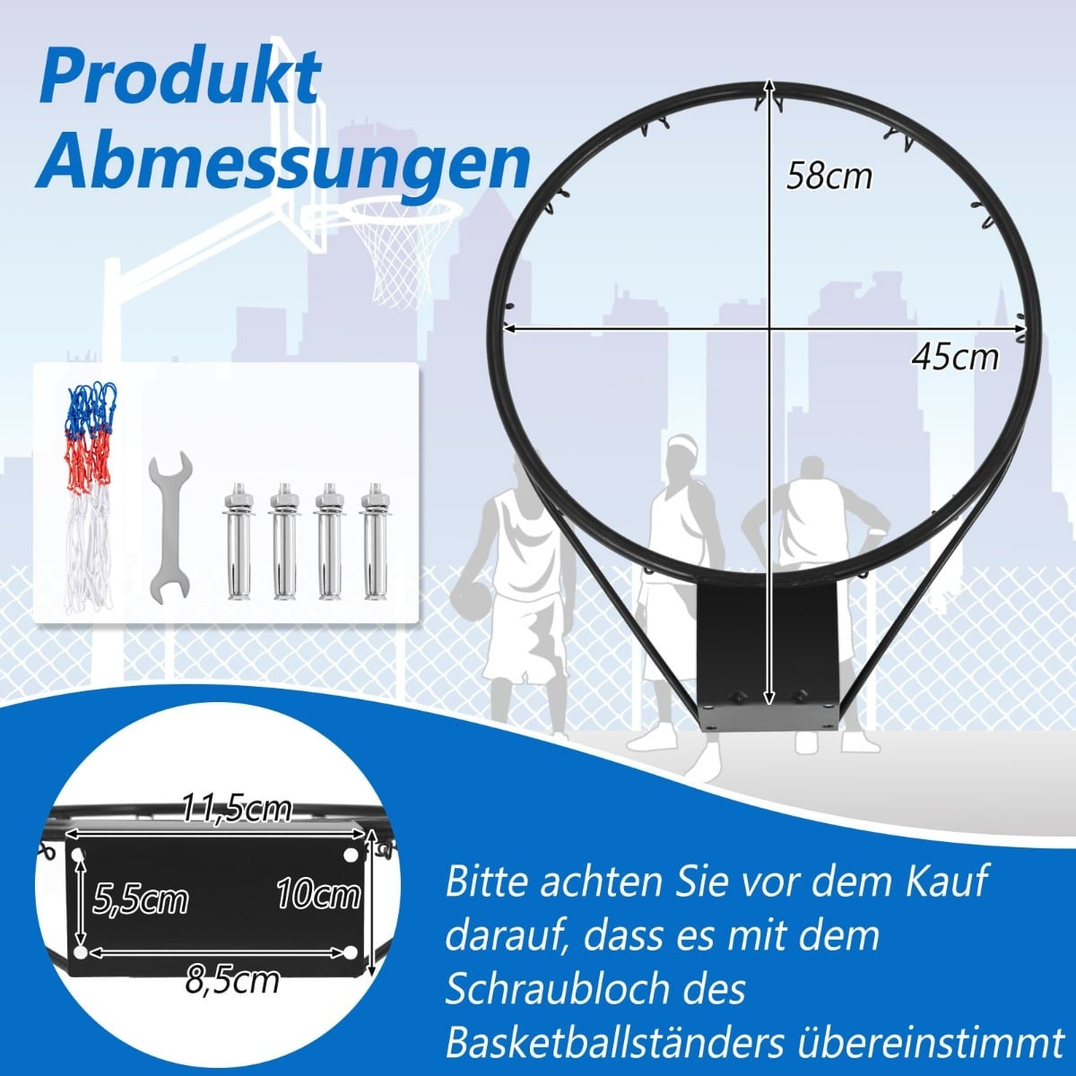 45cm Indoor Basketball Hoop with Net for Door & Wall