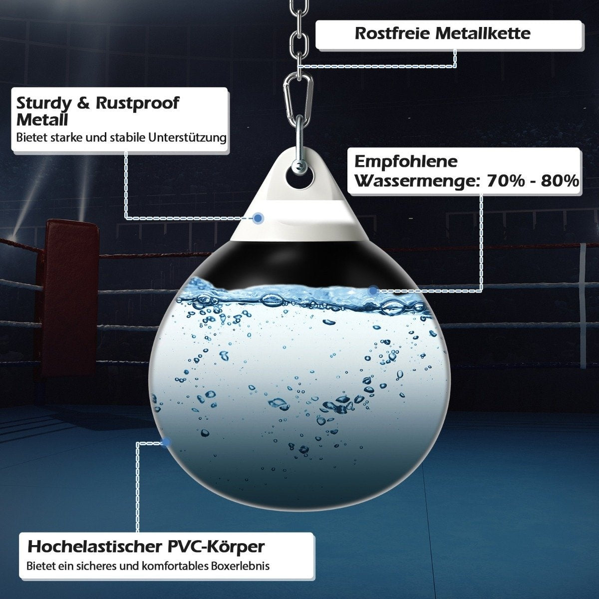 45 cm Water-Filled Punching Bag with Adjustable Chain