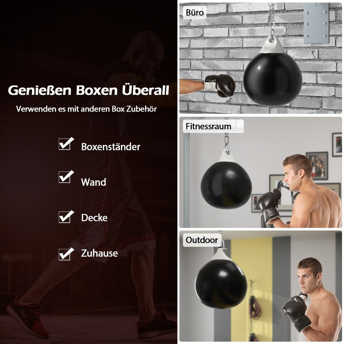 45 cm Water-Filled Punching Bag with Adjustable Chain