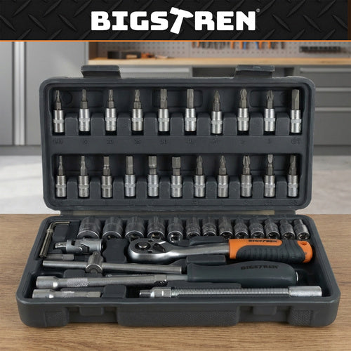 46-Piece Socket Wrench Set with Case, Cr-V Steel