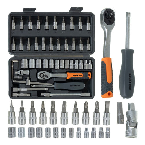 46-Piece Socket Wrench Set with Case, Cr-V Steel