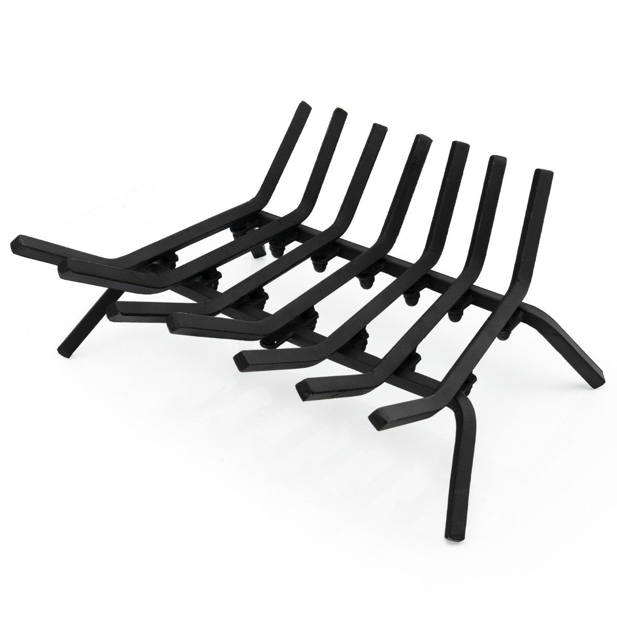 46 cm long fireplace grate robust wrought iron firewood holder with thick iron rods 46 x 38 x 20 cm black