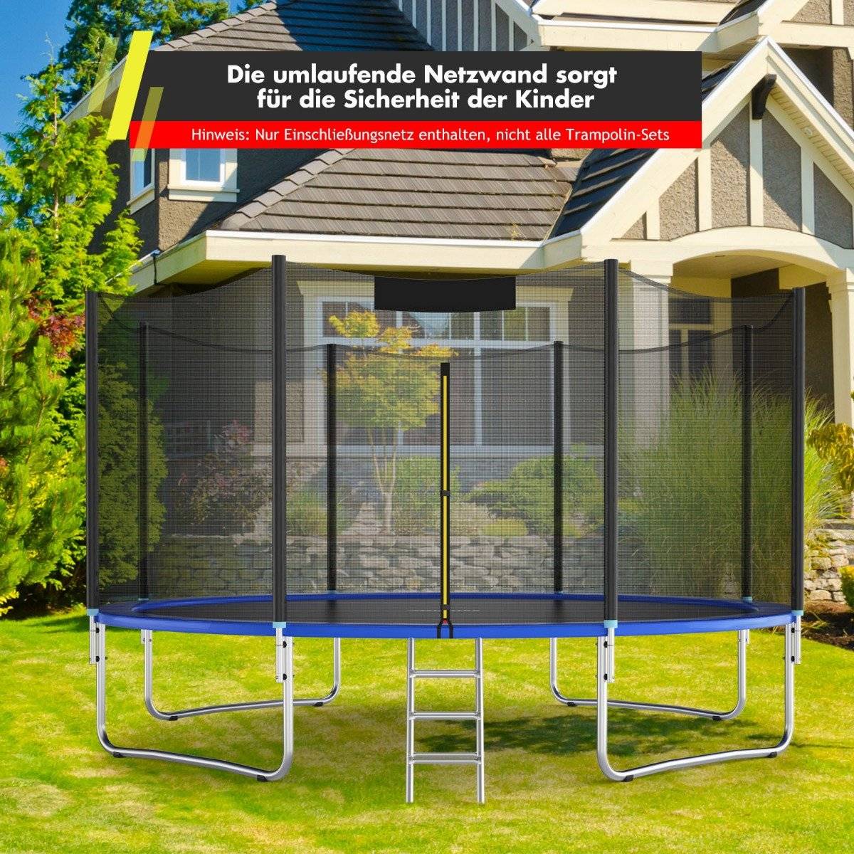 Ø 487cm trampoline safety net for garden trampolines replacement net on the outside with zipper