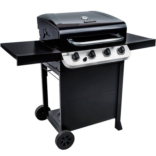 4-Burner Gas Grill with Cast Iron Grates and Thermometer