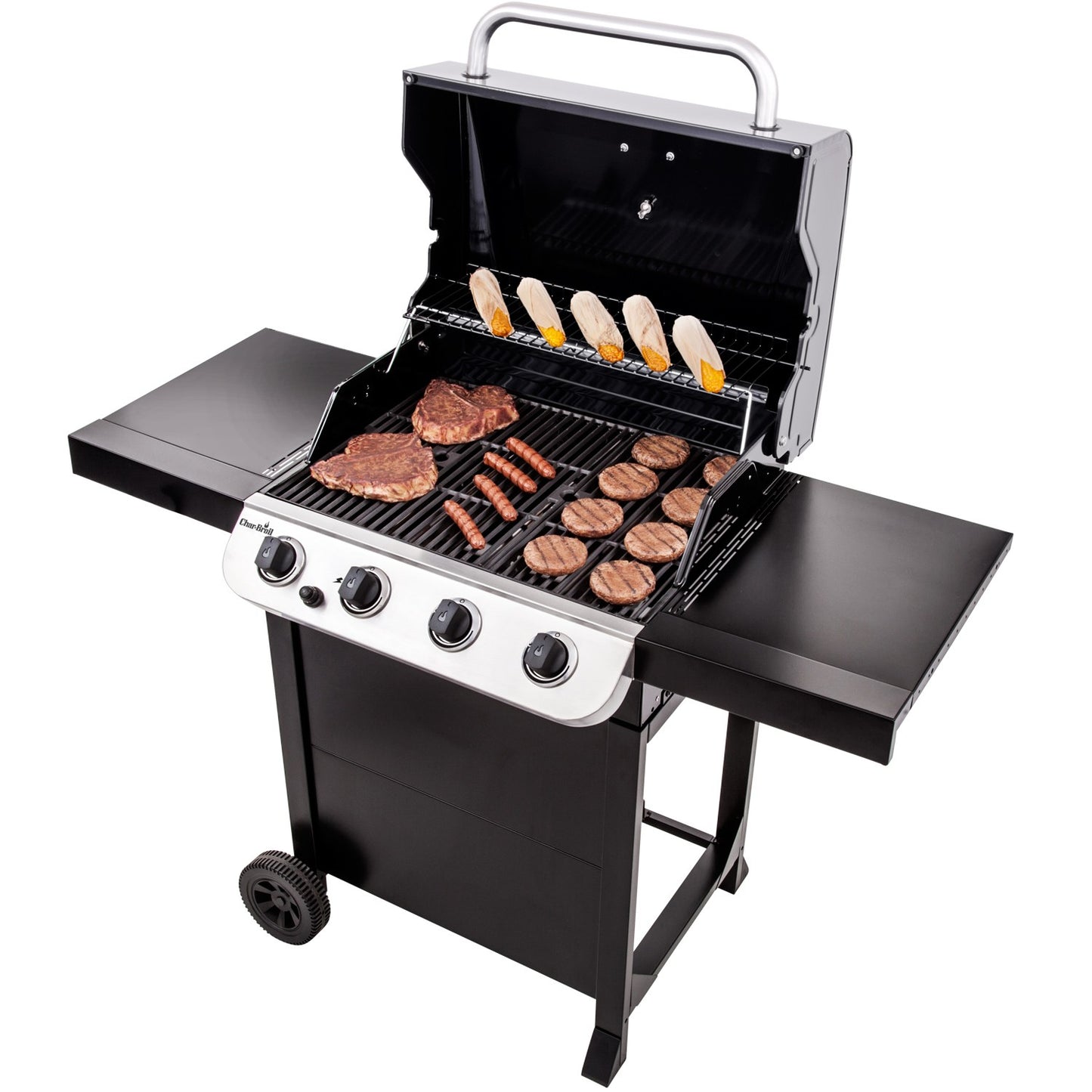 4-Burner Gas Grill with Cast Iron Grates and Thermometer