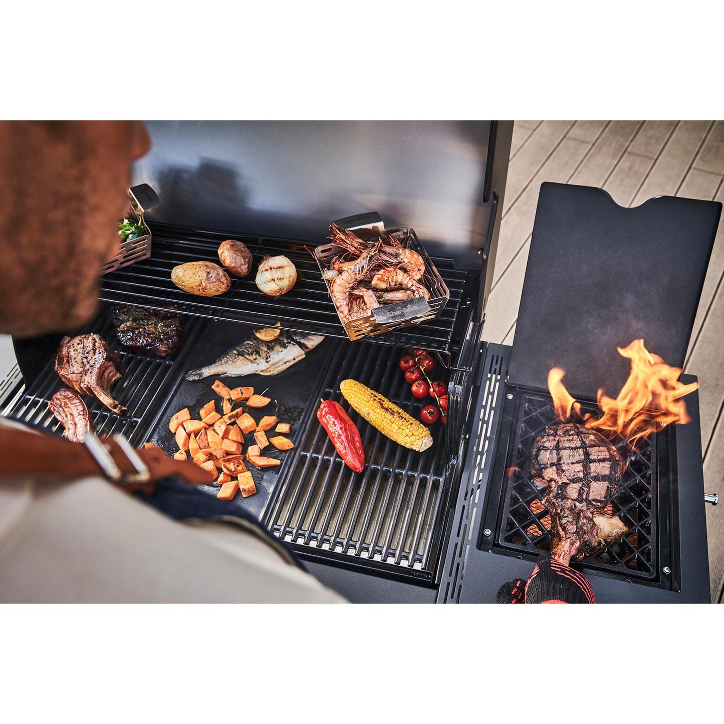4-Burner Gas Grill with Infrared Sear Burner, Cast Iron Grates