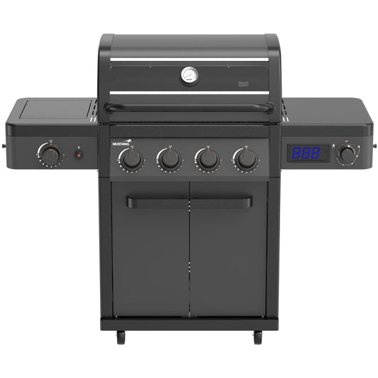 4-Burner Gas Grill with Infrared Side Burner, Thermostat Control