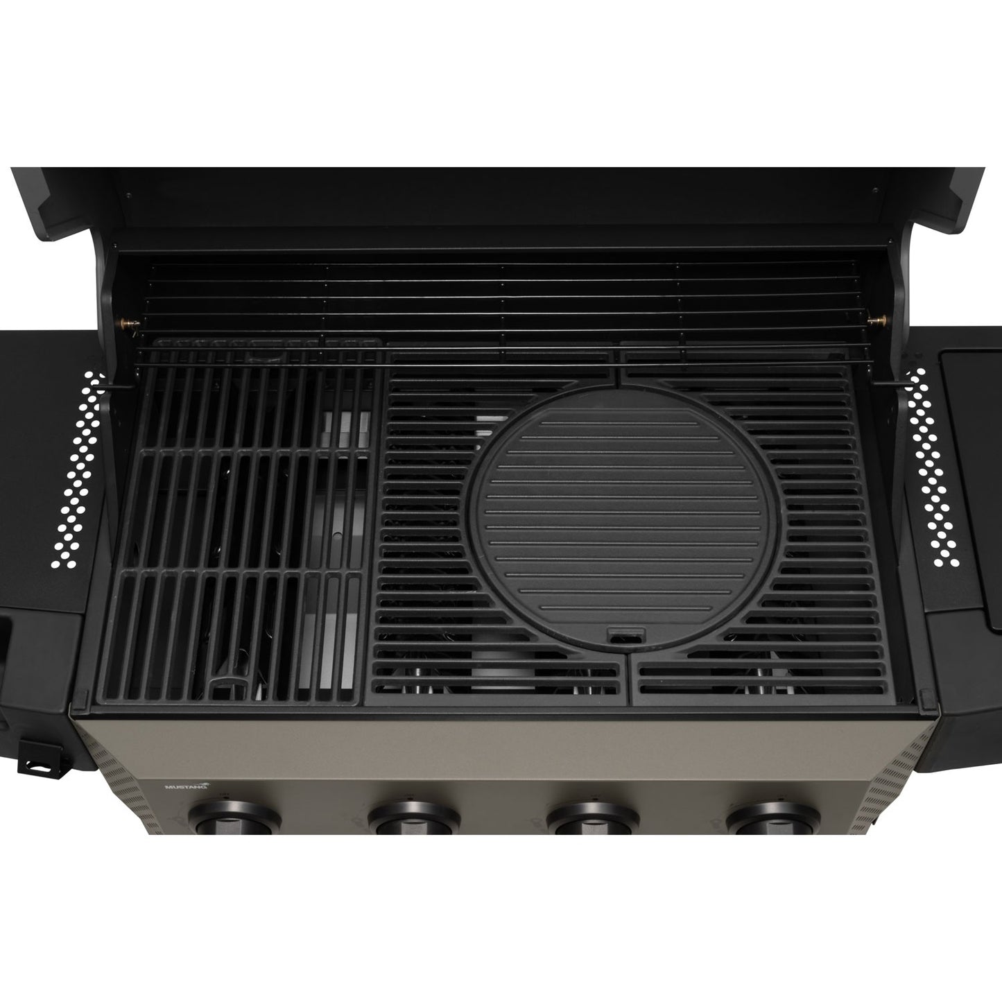 4-Burner Gas Grill with Side Burner, 72x42 cm Cooking Area