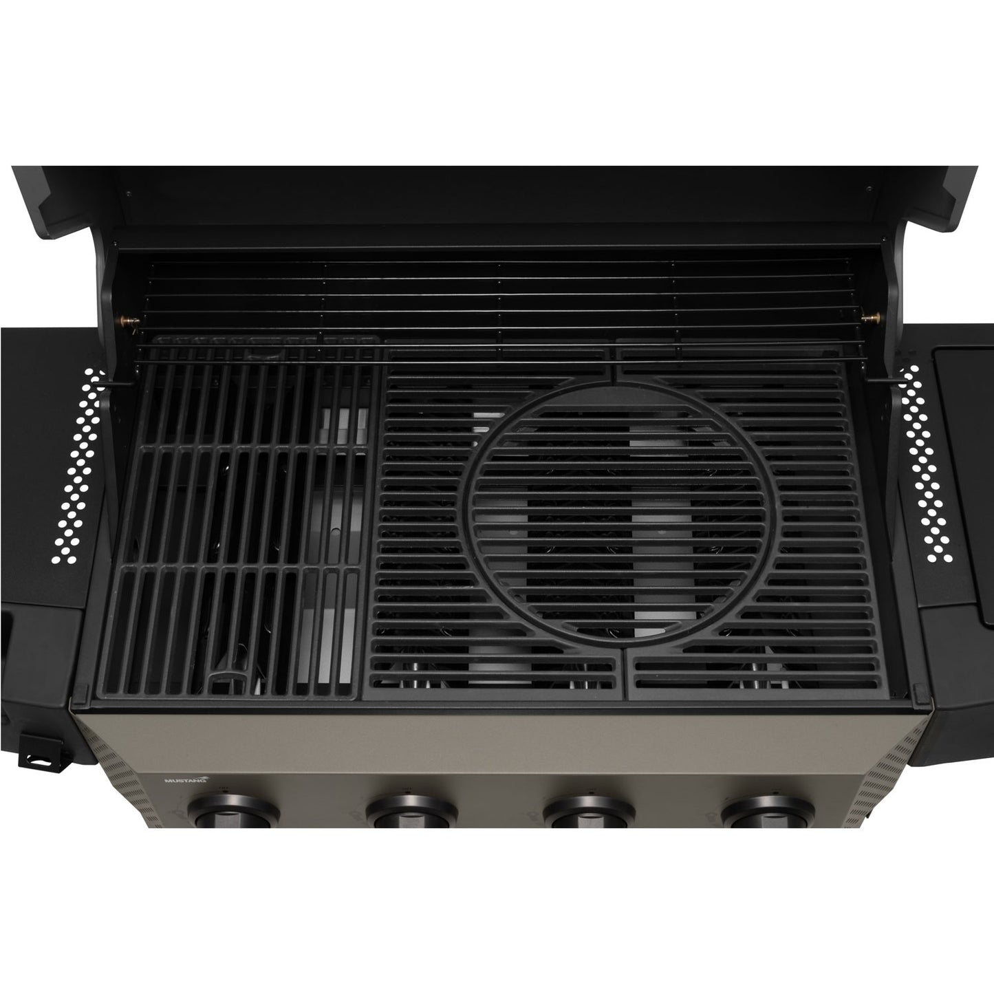 4-Burner Gas Grill with Side Burner, 72x42 cm Cooking Area