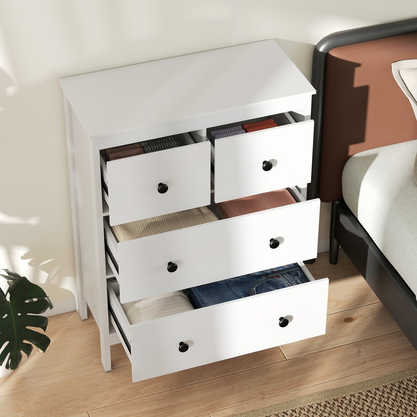 4-Drawer Dresser for Clothes & Linens, White MDF