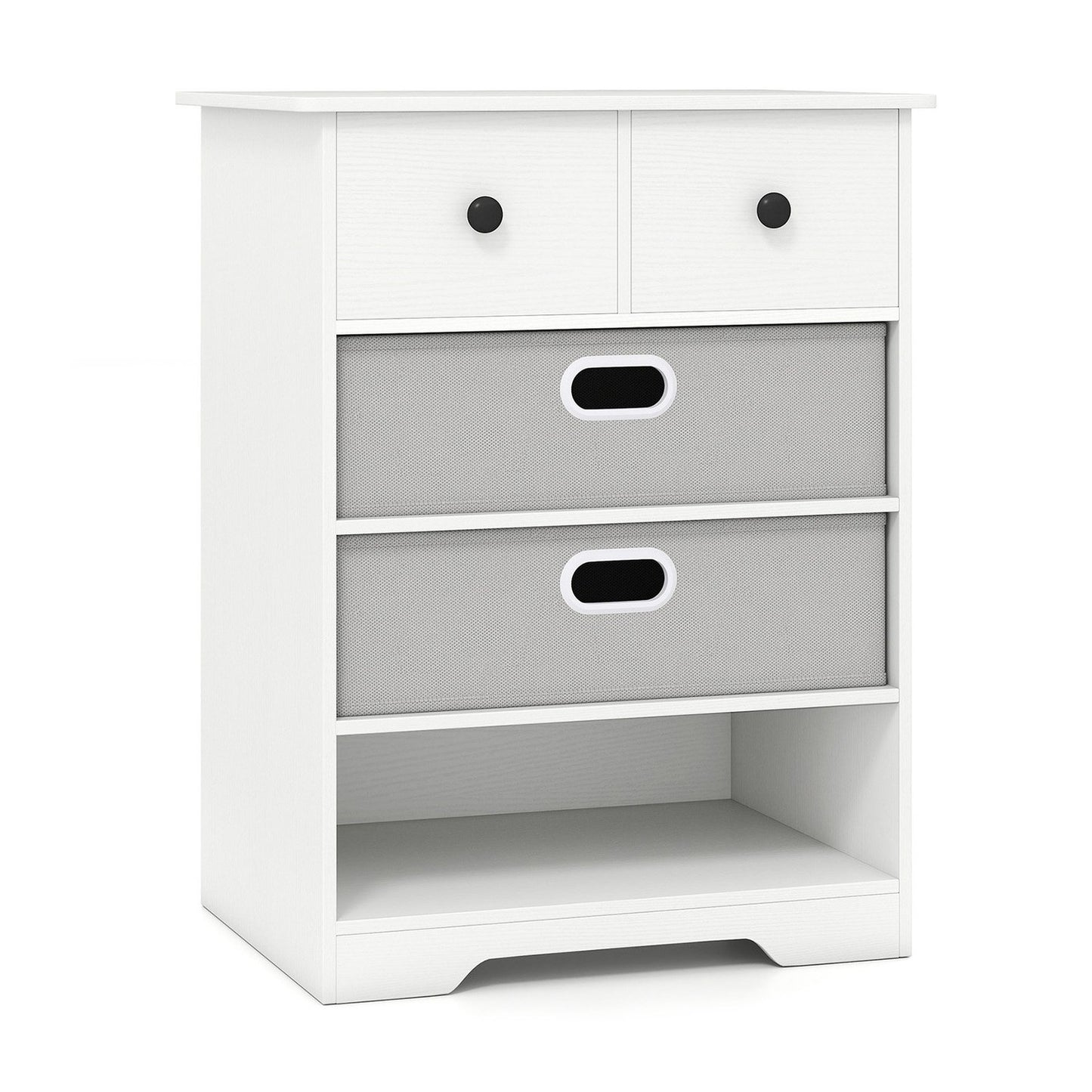 4-Drawer Dresser with Open Shelves, White, 58x42x75 cm