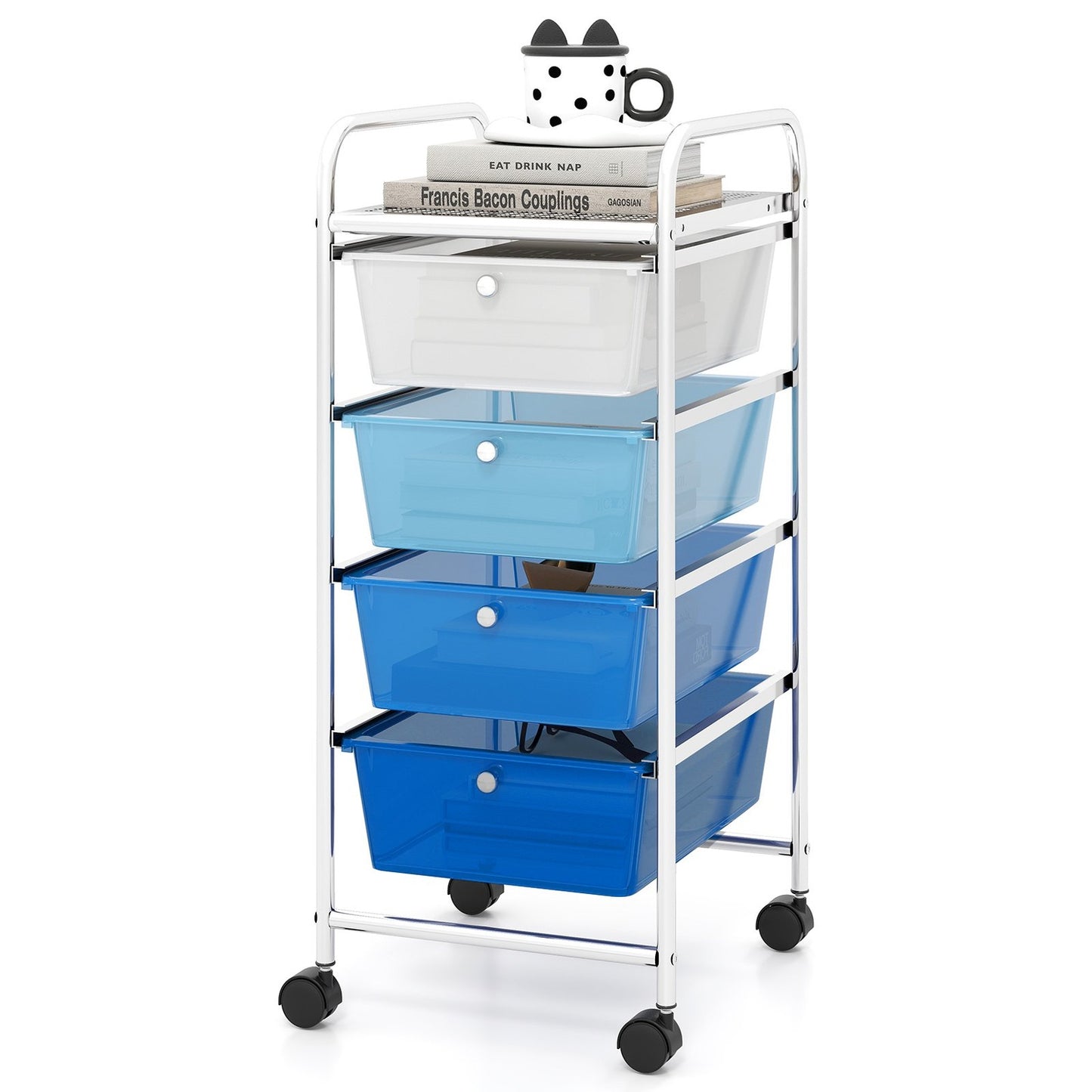 4-Drawer Rolling Storage Cart with Removable Bins