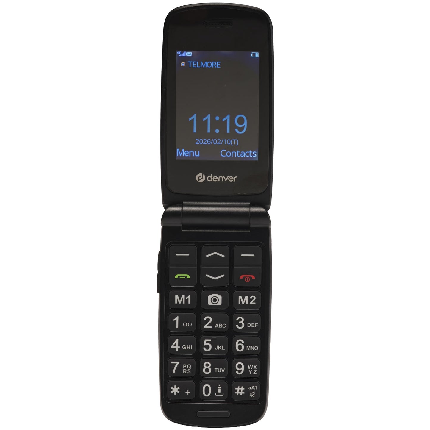 4G Senior Flip Phone with SOS Button, 2.4" Screen, Black