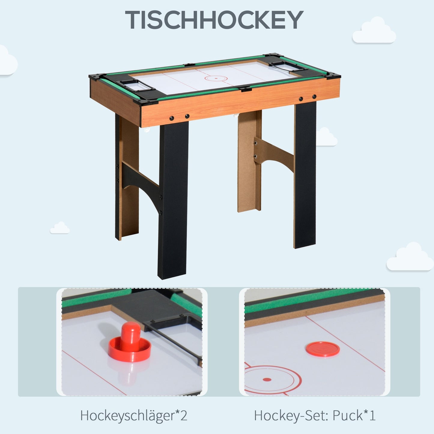 4-in-1 multi-game table: Football, hockey, billiards, tennis