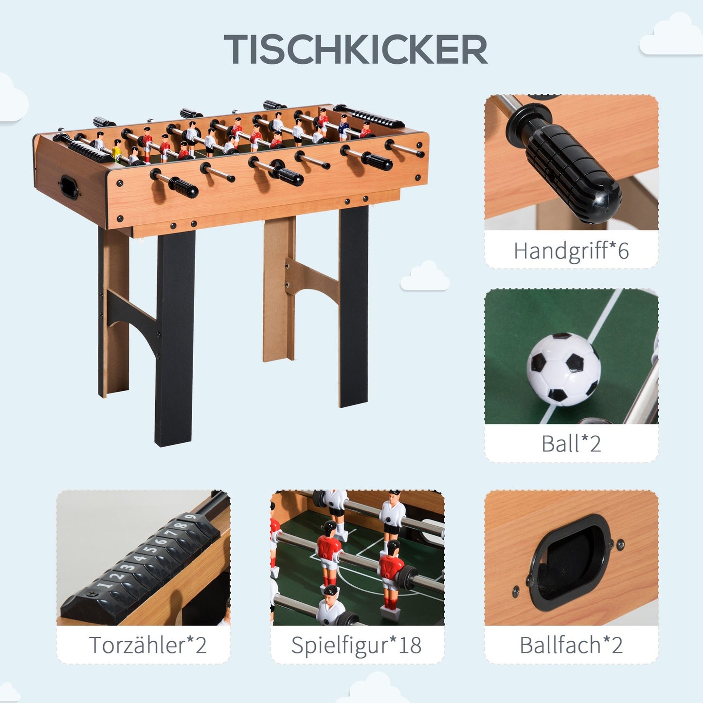 4-in-1 multi-game table: Football, hockey, billiards, tennis