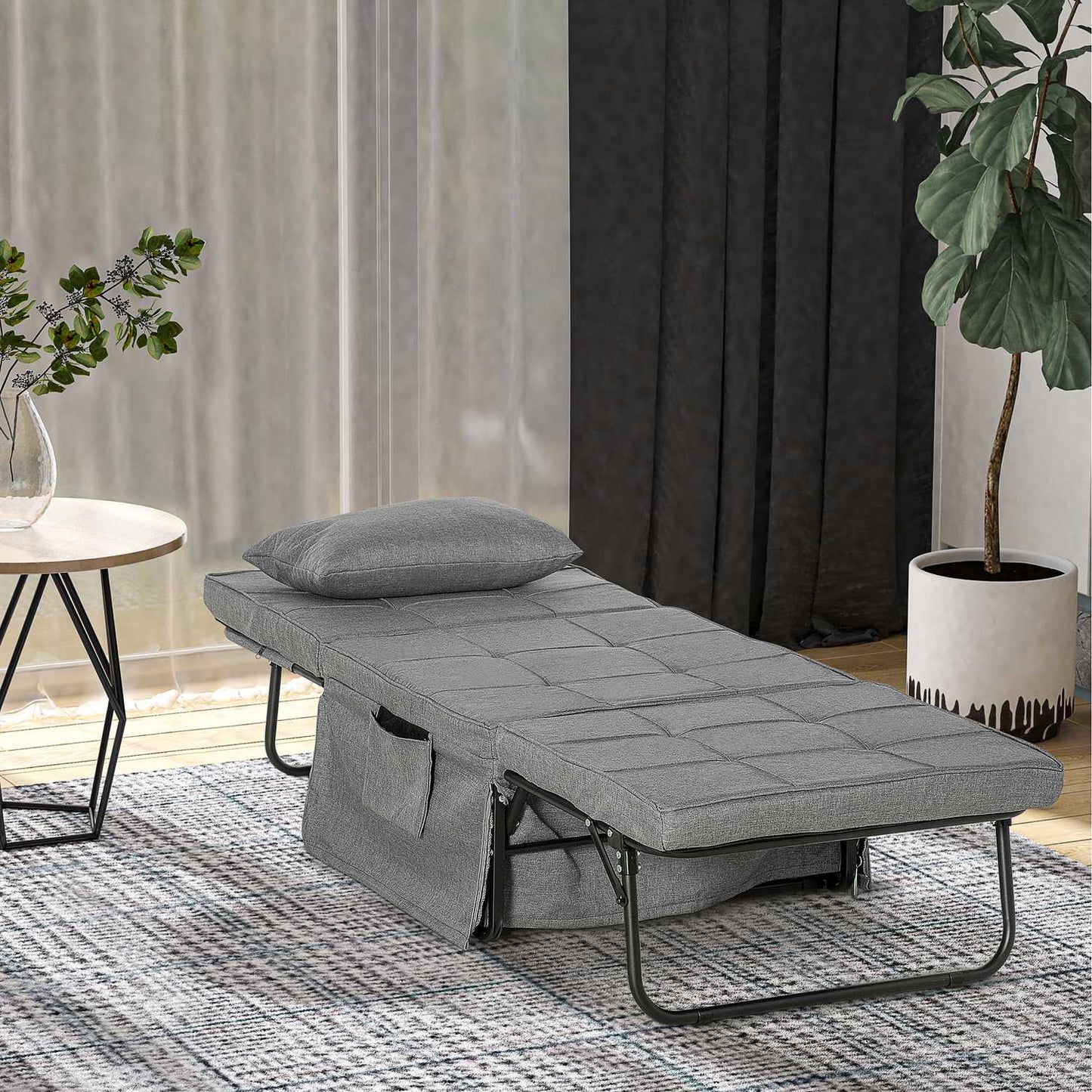 Folding 4-in-1 guest bed & ottoman with adjustable height