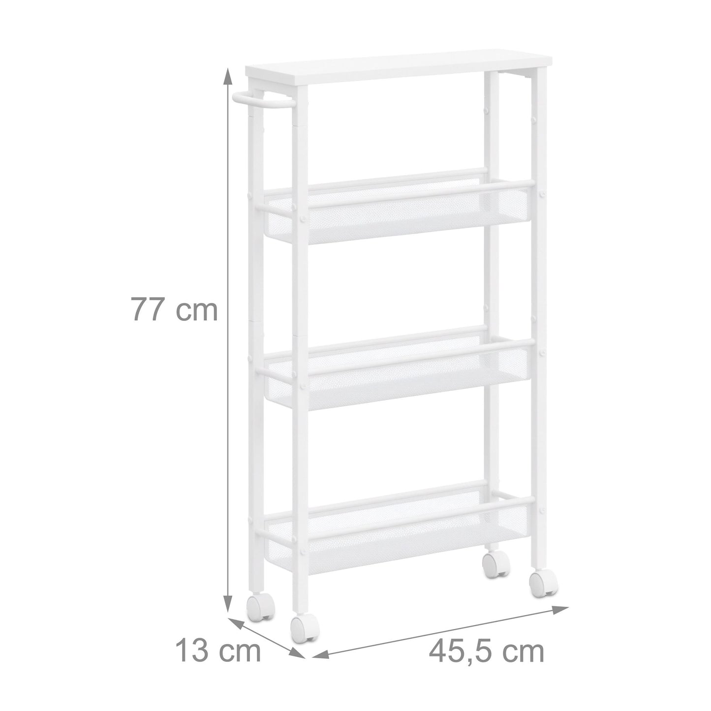 4-Level Kitchen Trolley, Metal & MDF, Mobile Storage