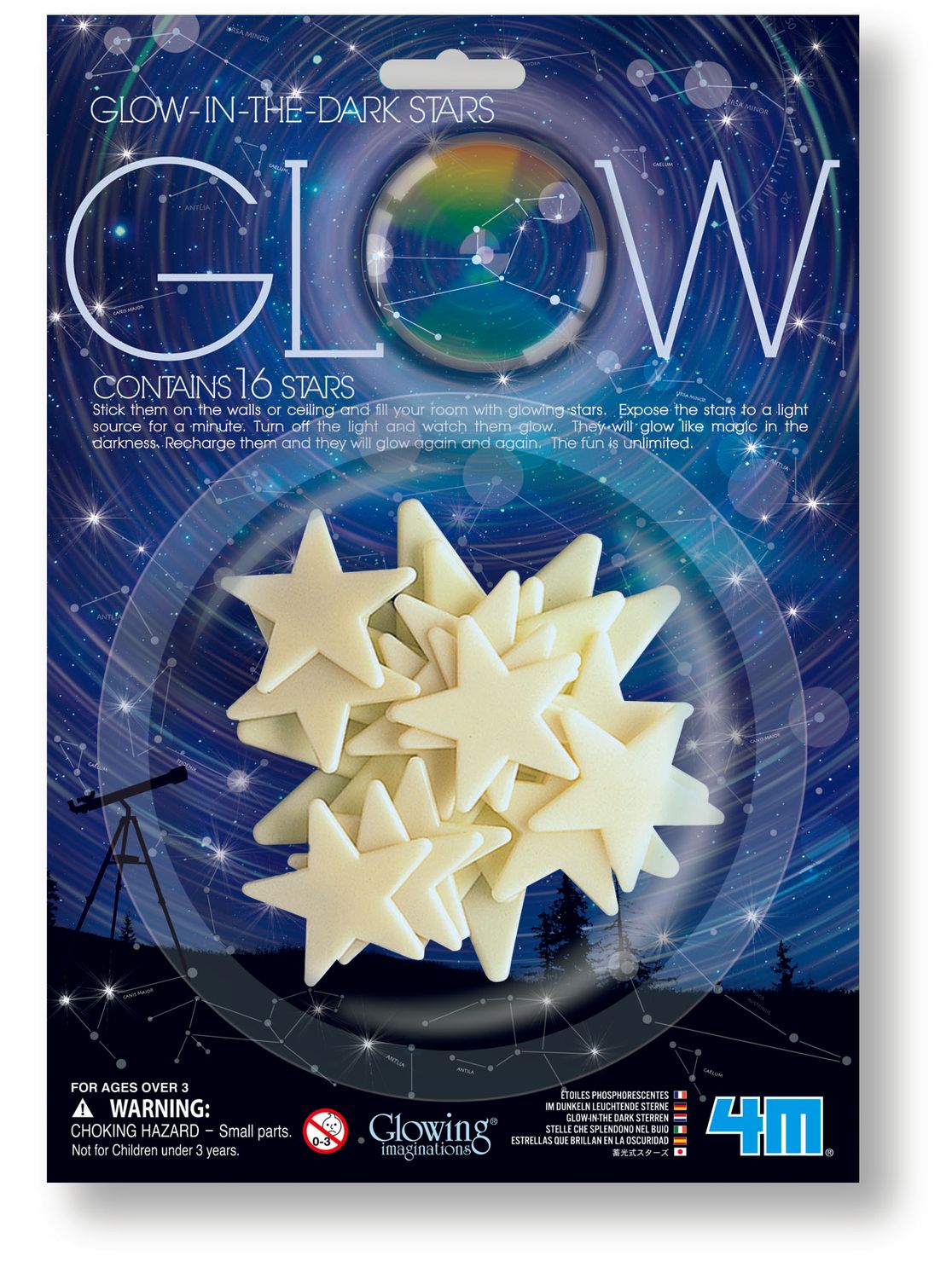 4M Stickers Set Glow-In-The-Dark 16 Stars