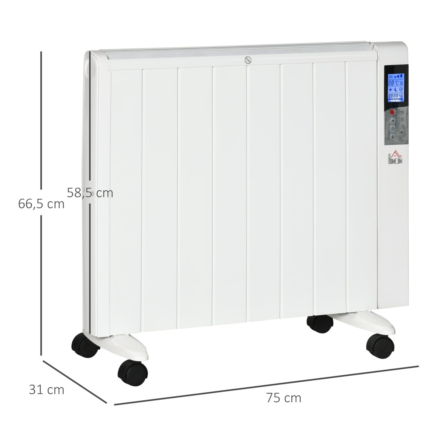 Electric heater 2000W – LCD, remote control, wheels, safe