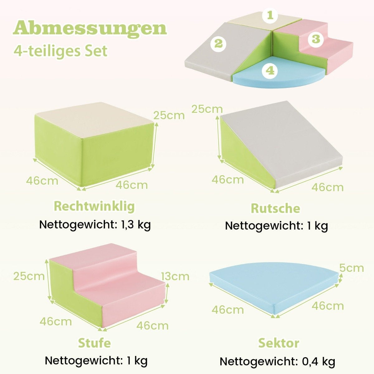 4 PCS. Foam building blocks for running around &amp; Climbing Giant Building Blocks Large Building Blocks Pink + Green