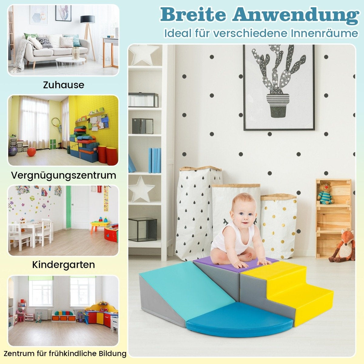 4 PCS. Foam building blocks for running around and climbing, giant building blocks, blue + purple