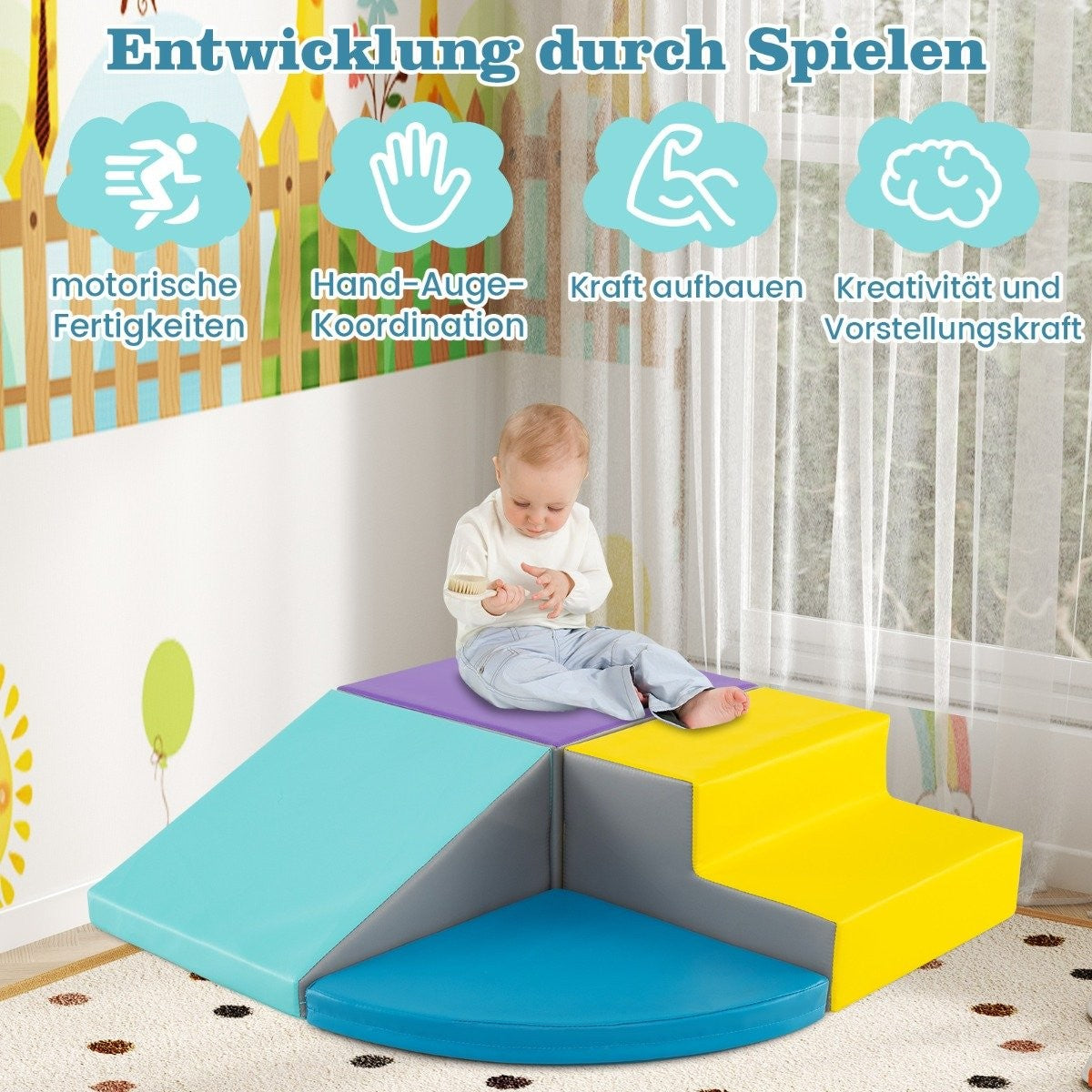 4 PCS. Foam building blocks for running around and climbing, giant building blocks, blue + purple